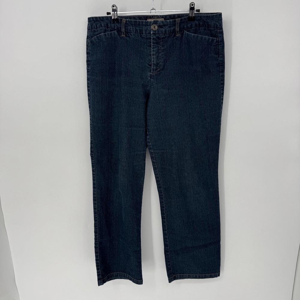 Khakis Petite Dark Wash‎ Straight High rise  Stretch Denim Jeans Womens 14P Blue
